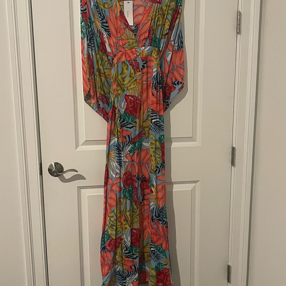 NWT Vibrant Coral Floral Maxi Dress